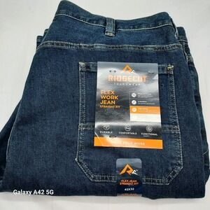 Ridgecut Toughwear Mens Flex Work Jean Straight Fit Dark Wash 42x32 YMB-9048-DQ